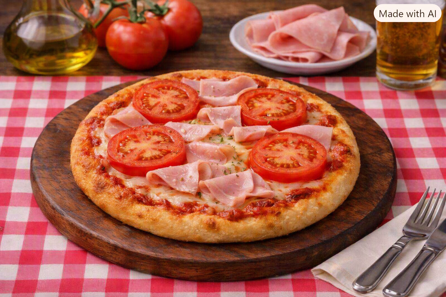 pizza personal mozzarella jamon tomate