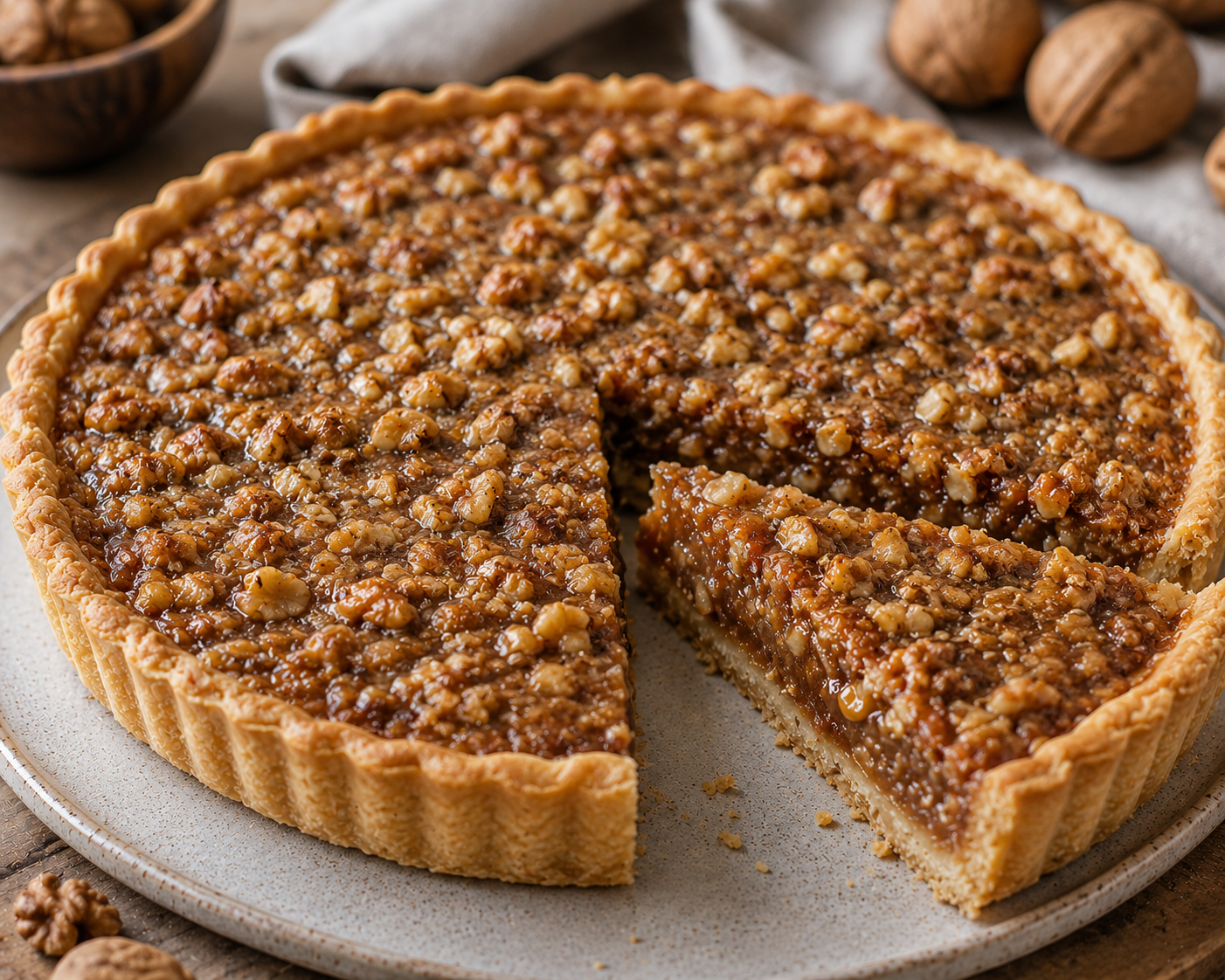 kuchen de nuez argentino con muchas nueces frescas e intenso sabor