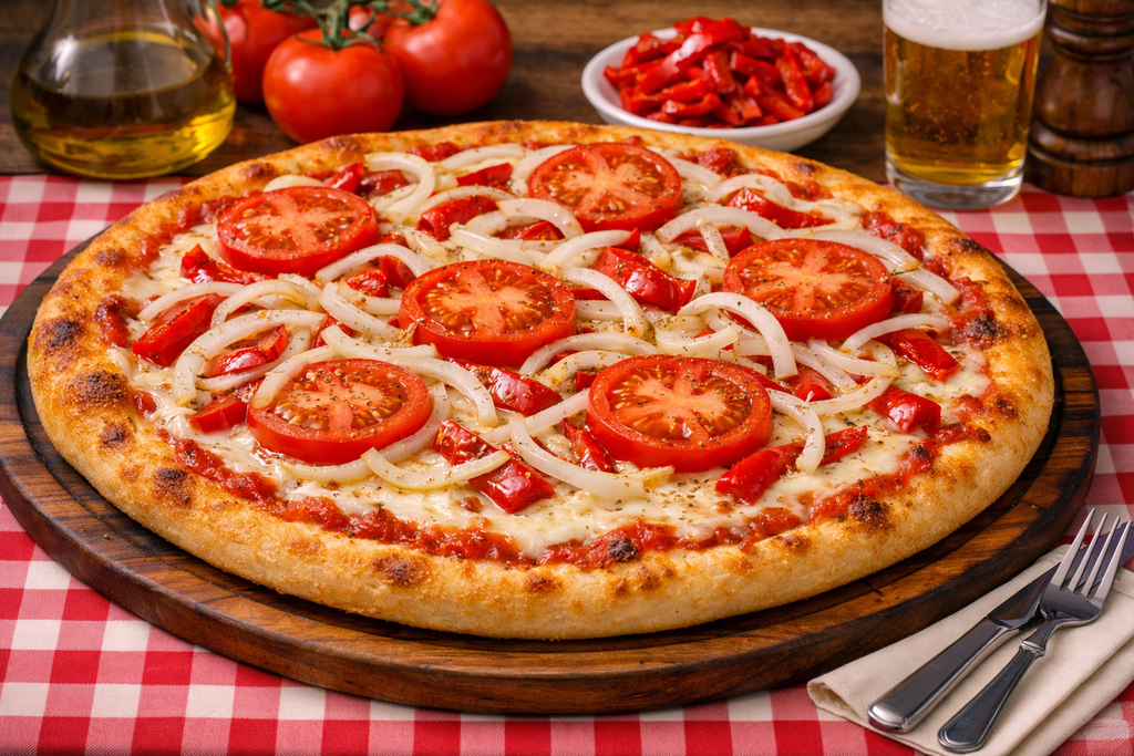 pizza mozzarella cebolla tomate morrones rojos artesanal argentina 